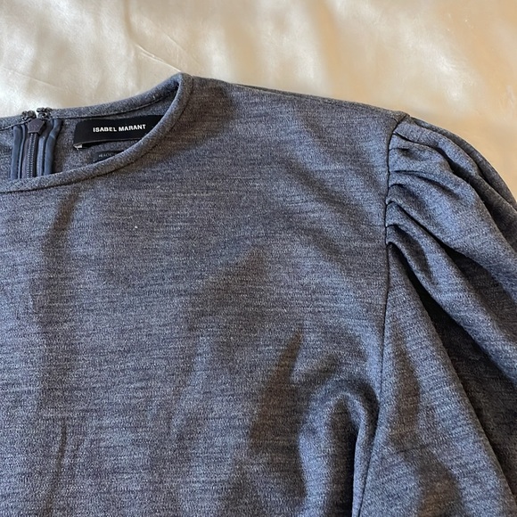 ISABEL MARANT: Gathered Sleeve Wool Jersey Top - Picture 8 of 8